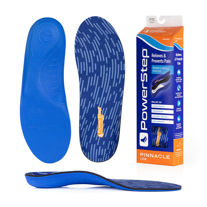 PowerStep Unisex Pinnacle Low Insoles for Flat Feet Orange (1 pair) - 5004-01