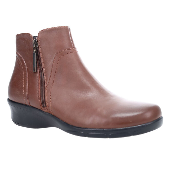 Propet Women's Waverly Double-Zip Ankle Boot Brown Leather - WFX085LBR