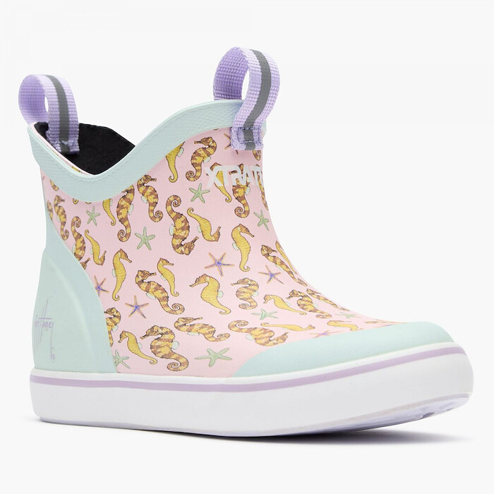 XTRATUF Unisex Little Kids Ankle Deck Boot Guy Harvey Pink Seahorse - XKABGH4C