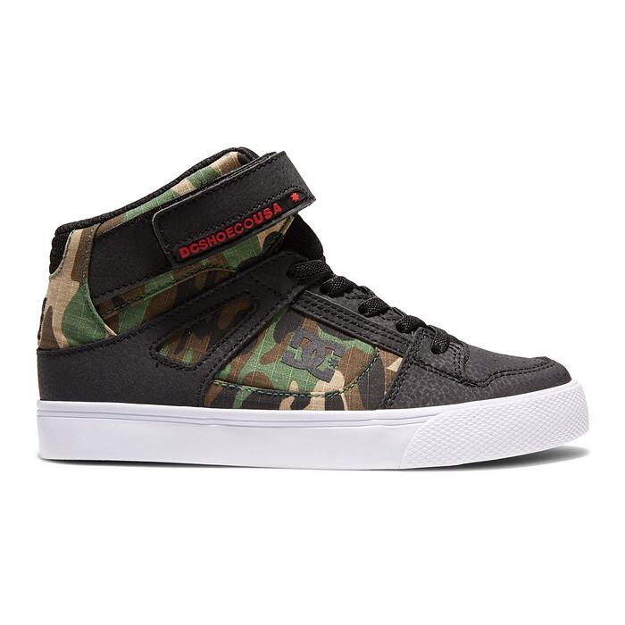 DC Shoes Unisex Kids' Pure High Elastic Lace High-Top Shoes Black Camo - ADBS300324-BLO