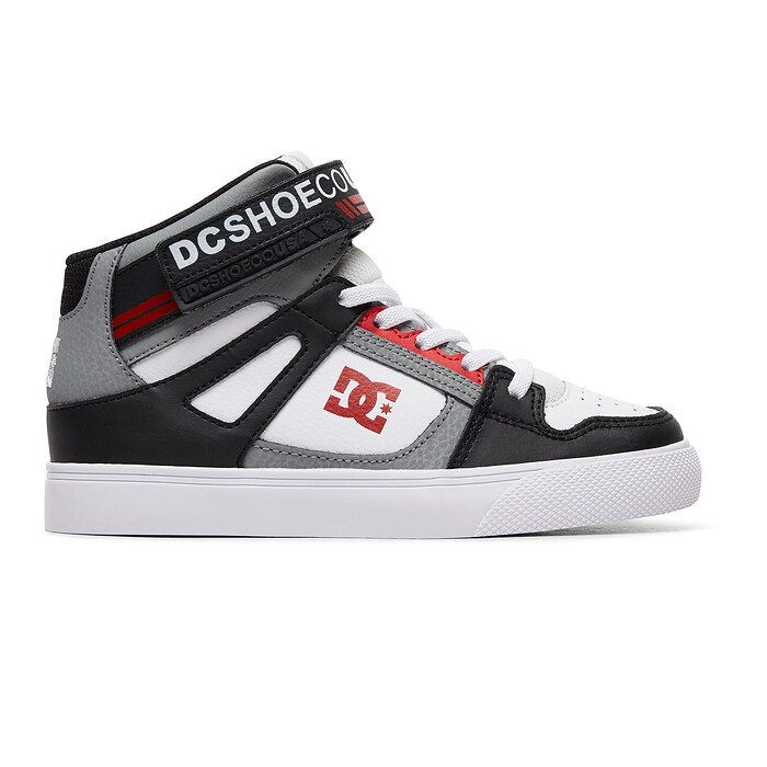 DC Shoes Unisex Kids' Pure High Elastic Lace High-Top Shoes Black/Grey/Red - ADBS300324-BYR