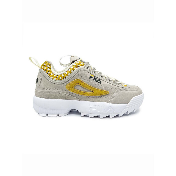 FILA Women's Disruptor II Woven Sneaker Gardenia/Banana/Thyme - 5XM01548-137