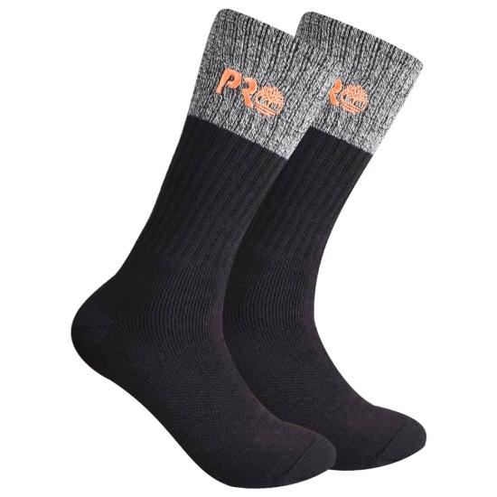 Timberland PRO Men's Colorblock Full Cushion Boot Socks Black (2 pairs) - 43TB302341TD-001