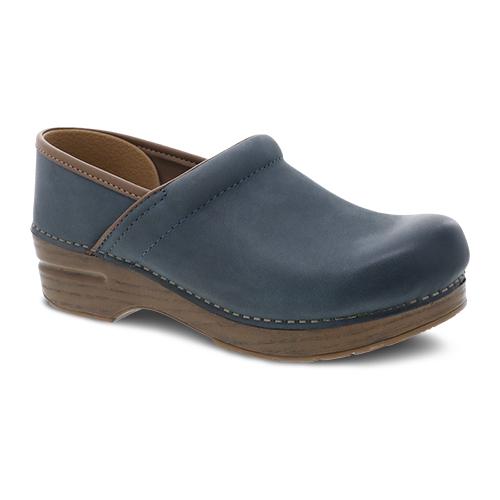 Dansko Women's Professional Clog Blue Burnished Nubuck Leather - 106722212