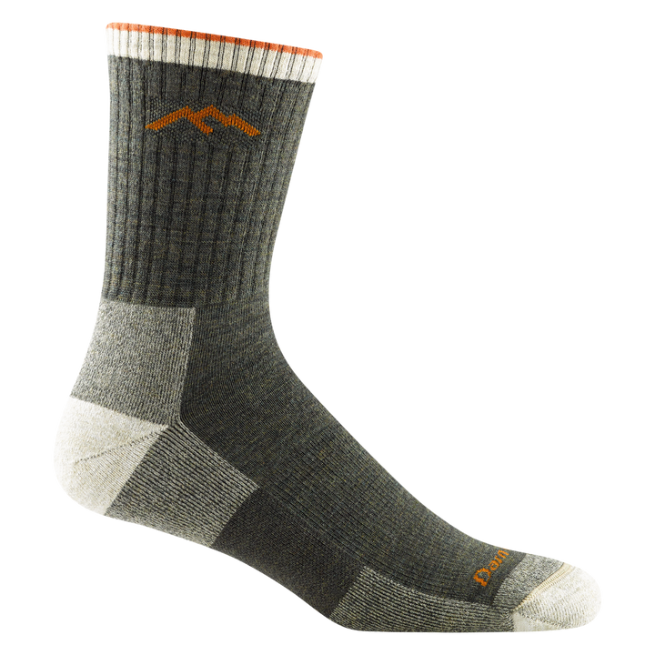 Darn Tough Men's Hiker Micro Crew Midweight with Cushion Hiking Sock Olive - 1466-OLIVE